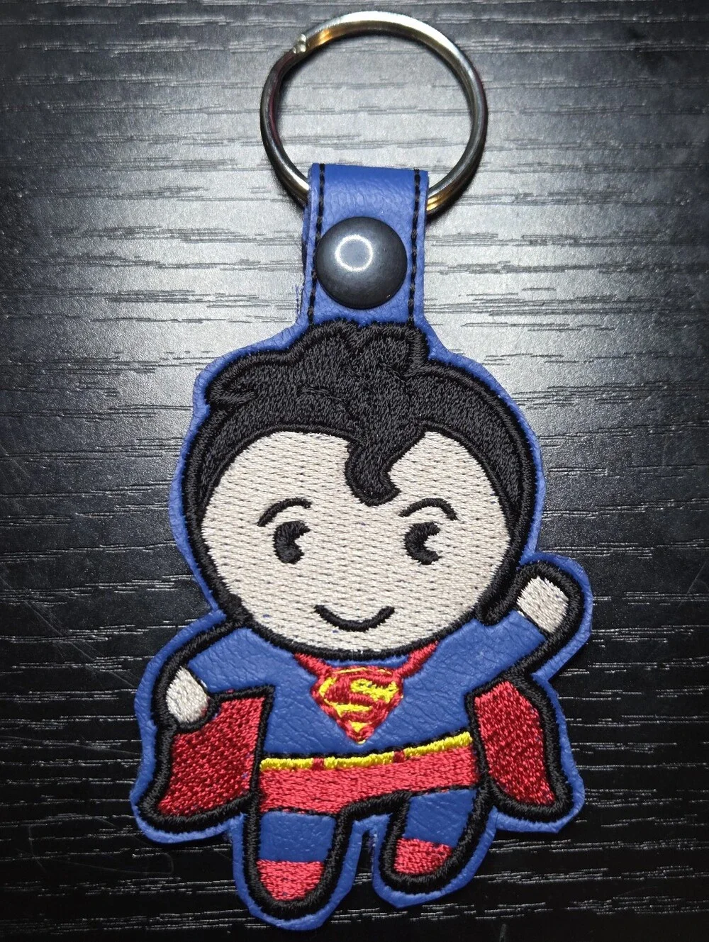 Superman Embroidered Keychain - Blue & Red